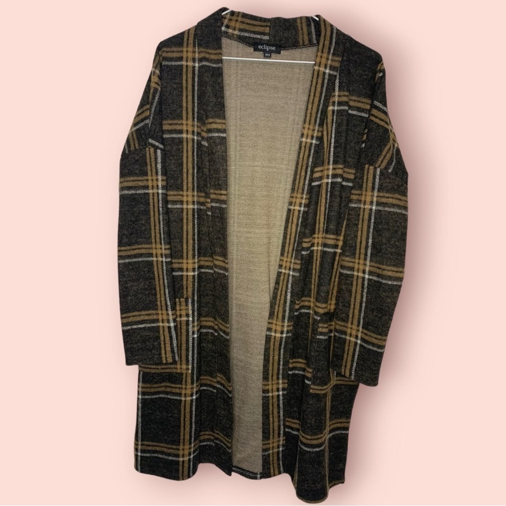 Eclipse Plaid Coatigan with Pockets, Size M
